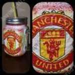 Kézműves szívószálas bögre és pohár 2 in 1 Mancher United foci rajongó fotó