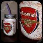 Kézműves szívószálas bögre és pohár 2 in 1 Arsenal futball rajongóknak fotó
