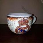 Kézműves kerámia vagy üveg füles bögre Real Madrid futball rajongó fotó