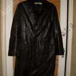 Hosszú valódi marhabőr kabát eladó fekete bőrkabát XL méret fotó