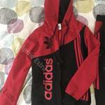 Adidas női melegítő szett, 36 - S-es méretű piros, fekete színben. fotó