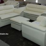 Leandra óriás valódi bőr 3+2+1 ülőgarnitúra kanapé fehér - fekete szín fotó