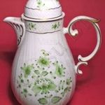 Porcelán tea kanna / teás kanna - kézzel festett - SC zöld 0, 8 literes (Hollóházi Porcelán) - 17. fotó
