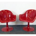 0F480 Retro Space Age design piros forgó szék párban fotó