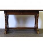 1H299 Antik nagyméretű faragott fiókos tölgyfa asztal íróasztal 78 x 150 cm fotó