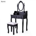 Tükrös fésülködő asztal, székkel - Rome fekete fotó