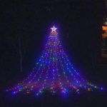 Karácsonyi vízesés fényfüzér csillaggal, 8 programmal, 360 LED, színes fotó