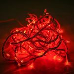 Vezérlős LED fényfüzér fehér kábeles - piros szín 6 m fotó