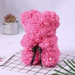 Rózsa maci, örök virág maci díszdobozban 25 cm - Rózsaszín fotó