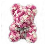Rózsa maci, örök virág maci díszdobozban 25 cm - Rózsaszín-fehér mix fotó
