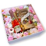Boxenjoy - kocka desszert doboz - szappanrózsa, Lindor assorted 200 g és Törley charmant rosé fehér édes pezsgő 0, 2 l fotó