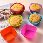 12 részes színes szilikon muffin sütőforma - szögletes fotó