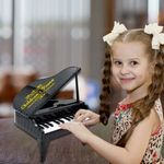 Mini zongora gyerekeknek, 13 dallammal, RGB LED Világítással - fekete fotó