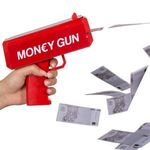 Money gun - piros színű elektromos pénzkilövő pisztoly fotó