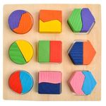 Fejlesztő fa puzzle játék gyerekeknek, színes elemekkel fotó