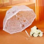 Esküvői fodros mintás, átlátszó hosszúnyelű félautomata esernyő fotó