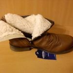 Új női barna bőr bokacsizma, Maca Kitzbühel bundás cipő, 37-es portugál boka csizma, Vercesa kézműves fotó