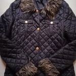 Fekete steppelt szőrme galléros átmeneti női dzseki/kabát 38-40-es fotó