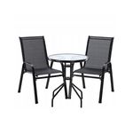 GardenLine kerti bútor szett - asztal + 2 db szék - fekete fotó