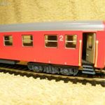 H0 1: 87 Fuggerth MÁV Bx 2 osztályú személyvagon nyitvafelejtett ajtóval szép állapotban, vasútmodell fotó