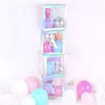 Baby ballon box, dekorációs díszdoboz - irizáló ezüst fotó