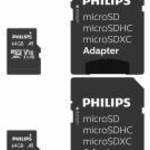 Philips PHMSDA64GUHSIU1P2 MicroSDXC, 64 GB, Class 10, UHS-I U1 memóriakártya csomag (2 db) SD adapte fotó
