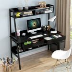Polcos íróasztal, számítógépasztal - fekete fotó