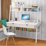 Polcos íróasztal, számítógépasztal - fehér fotó