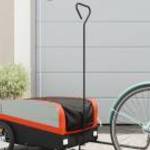 vidaXL fekete-narancssárga vas kerékpár-utánfutó 45 kg fotó