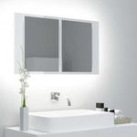 Magasfényű fehér led-es tükrös fürdőszobaszekrény 80x12x45 cm fotó