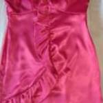 pink szatén fodros pánt nélküli ruha M/12-s h: 70 cm mb: 93-97 cm fotó