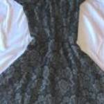 fekete szürke virágmintás szolidan csillogó ruha 8-s New Look h: 82 cm mb: 72-90 cm fotó