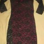fekete csipke ruha bordó alsó ruhával 10/38-s Quiz h: 101 mb: 80-109 cm fotó