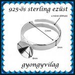 925-ös sterling ezüst ékszerkellék: gyűrű alap EGY 05-8 állítható méret fotó