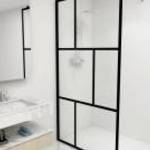 vidaXL fekete zuhanyfal edzett üveggel 100 x 195 cm fotó
