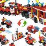 Új, HUIQIBAO 670db 12 az 1-ben városi tűzoltó járművek-építőjáték gyerekeknek fotó