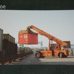 Kártyanaptár, MÁV vasút, konténerpályaudvar, Belotti rakodógép munkagép, 1991, , C, fotó