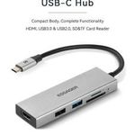 Fém USB C HUB (4k HDMI, USB 3.0/2.0, SD/TF Kártyaolvasó) fotó