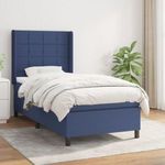 kék szövet rugós ágy matraccal 90 x 190 cm fotó