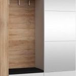 Hybrid előszoba bútor tükörrel - Világos Sonoma tölgy - Fényes fehér - Fekete huzat - MBLC71865 fotó