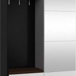 Hybrid előszoba bútor tükörrel - Fekete - Fényes fehér - Barna huzat - MBLC71855 fotó