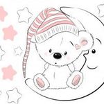 Lány koalamaci holdon ül csillagokkal, fehér falmatrica | 18 db-os szett | 70 cm x 45 cm-től fotó