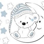Koalamaci holdon ül csillagokkal, fehér falmatrica | 18 db-os szett | 70 cm x 45 cm-től fotó