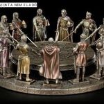 Artúr király és a kerekasztal lovagjai ( asztal, sérült, hiányos, öntött ólom ? alakokkal ) fotó