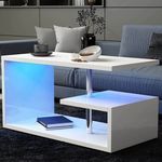 Homeland 100cm-es fehér dohányzóasztal, beépített RGB led világítással fotó