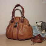 Vera Pelle fahéjszín valódi bőr elegáns táska, datolyabarna díszítéssel fotó