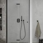 Mexen Lima kétszárnyú zuhanyajtó (befelé nyíló) - fekete profil - 80 x 190 cm (856-080-000-70-00) fotó