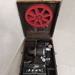 Antik film vetítő gép mozi projektor nagy nehéz gép eredeti fa dobozában 543 5982 fotó
