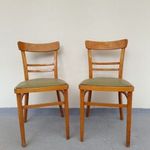Retro szék bútor zöld műbőr ülőfelületes fa szék 2 darab 705 7775 fotó