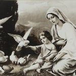 0Z259 Régi Mária gyermekével fekete-fehér kép fotó